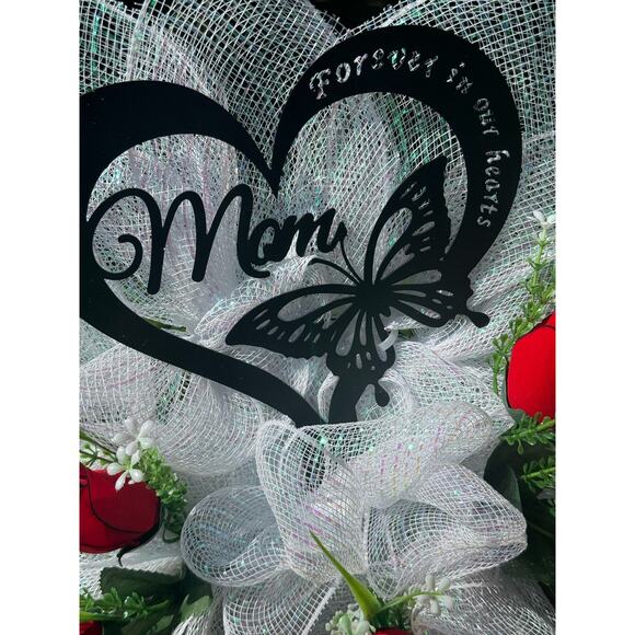 Rose Flower Mom Wreath Cemetery Decor Forever in Our Hearts Grave Marker xxx - Picture 2 of 7